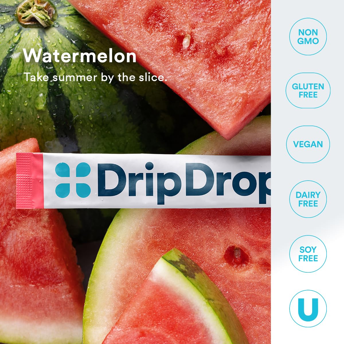 DripDrop comparación de tamaño en mano para notar portabilidad
