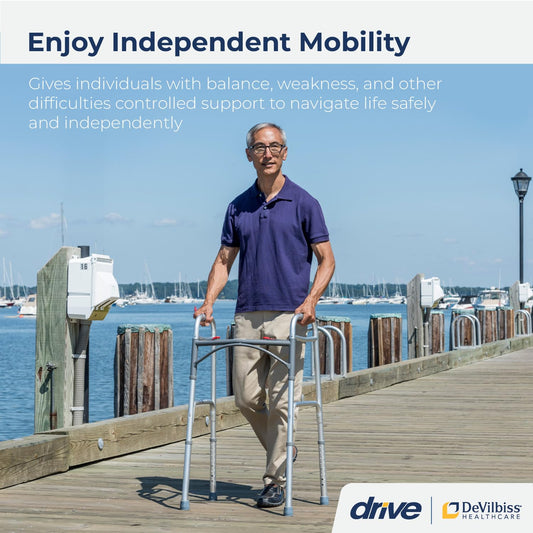 Drive Medical andador plegado compacto que facilita almacenamiento y transporte