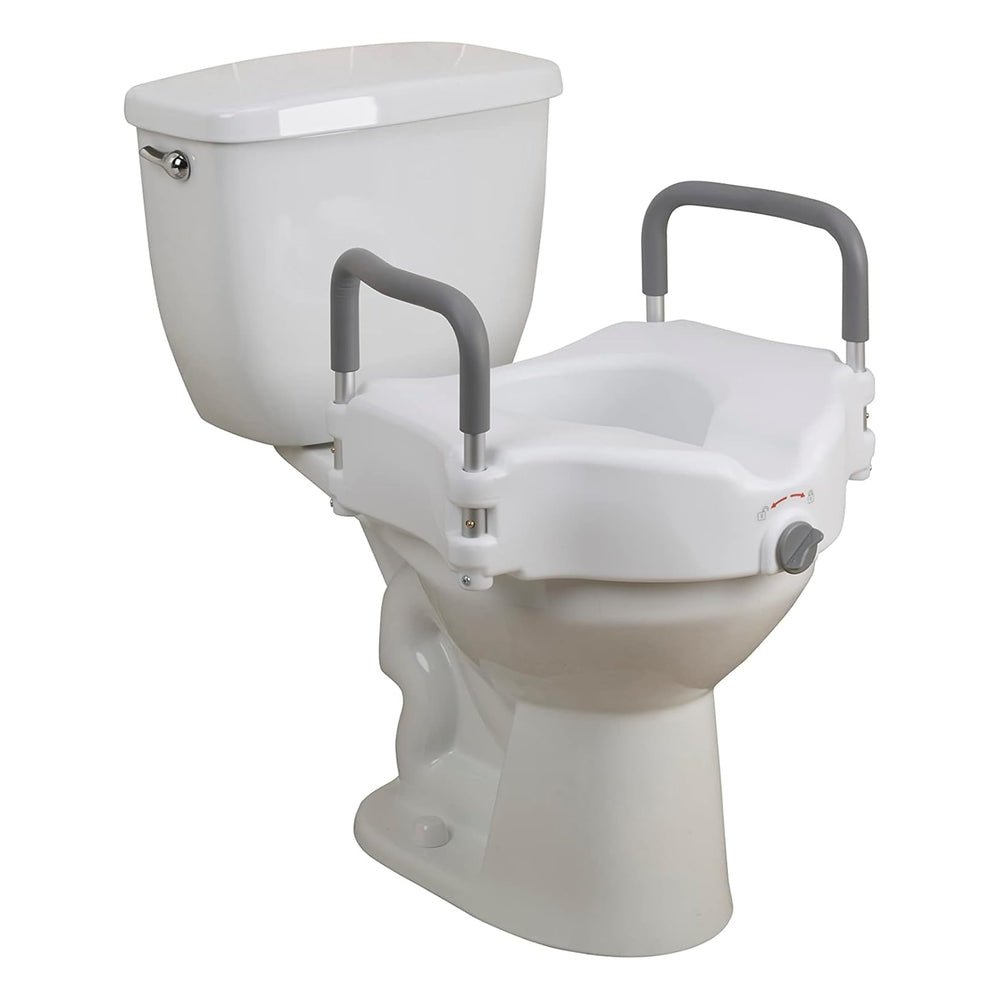 Drive Medical vista frontal del asiento elevado con brazos, estabilidad adicional