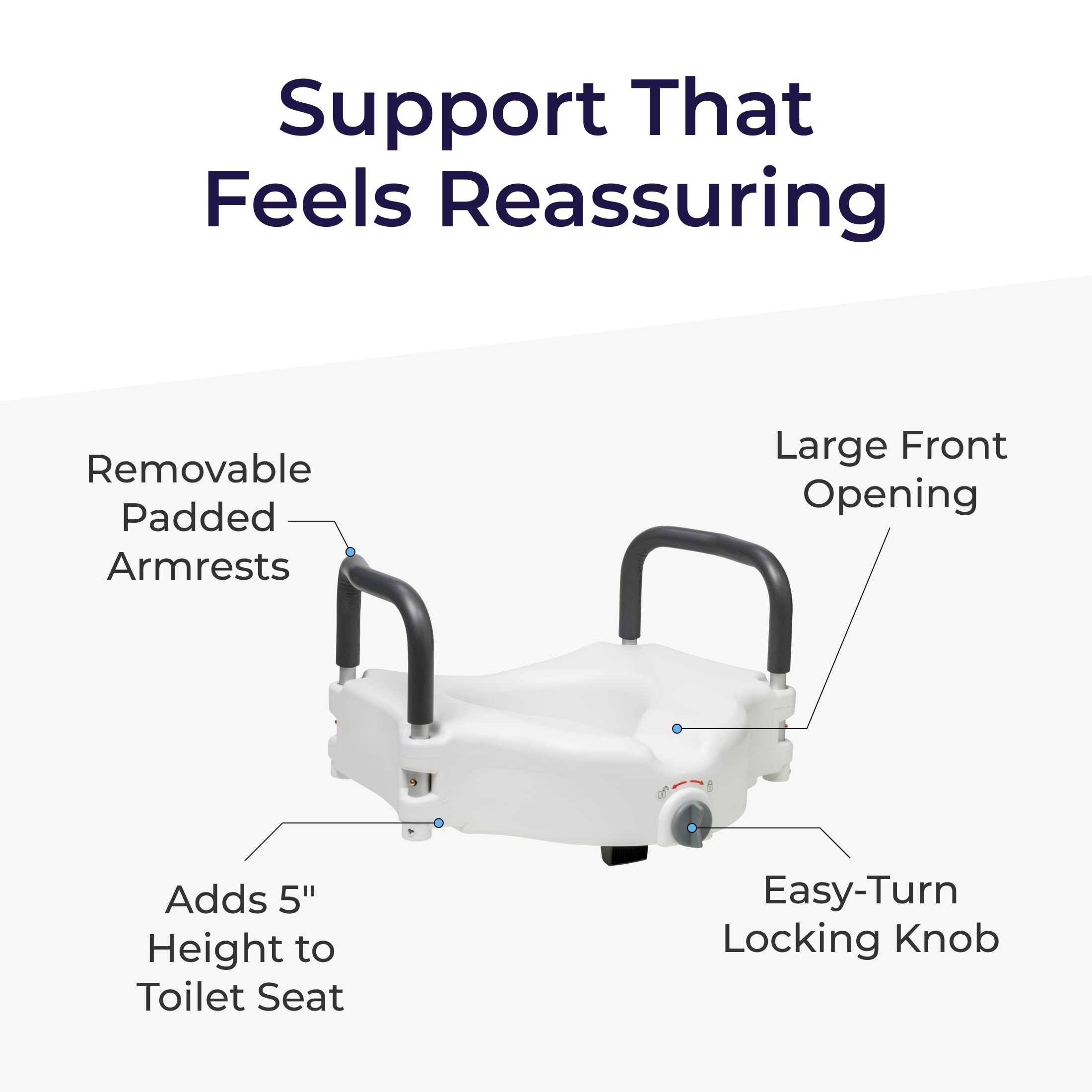 Drive Medical asiento instalado en inodoro alargado para amplia compatibilidad