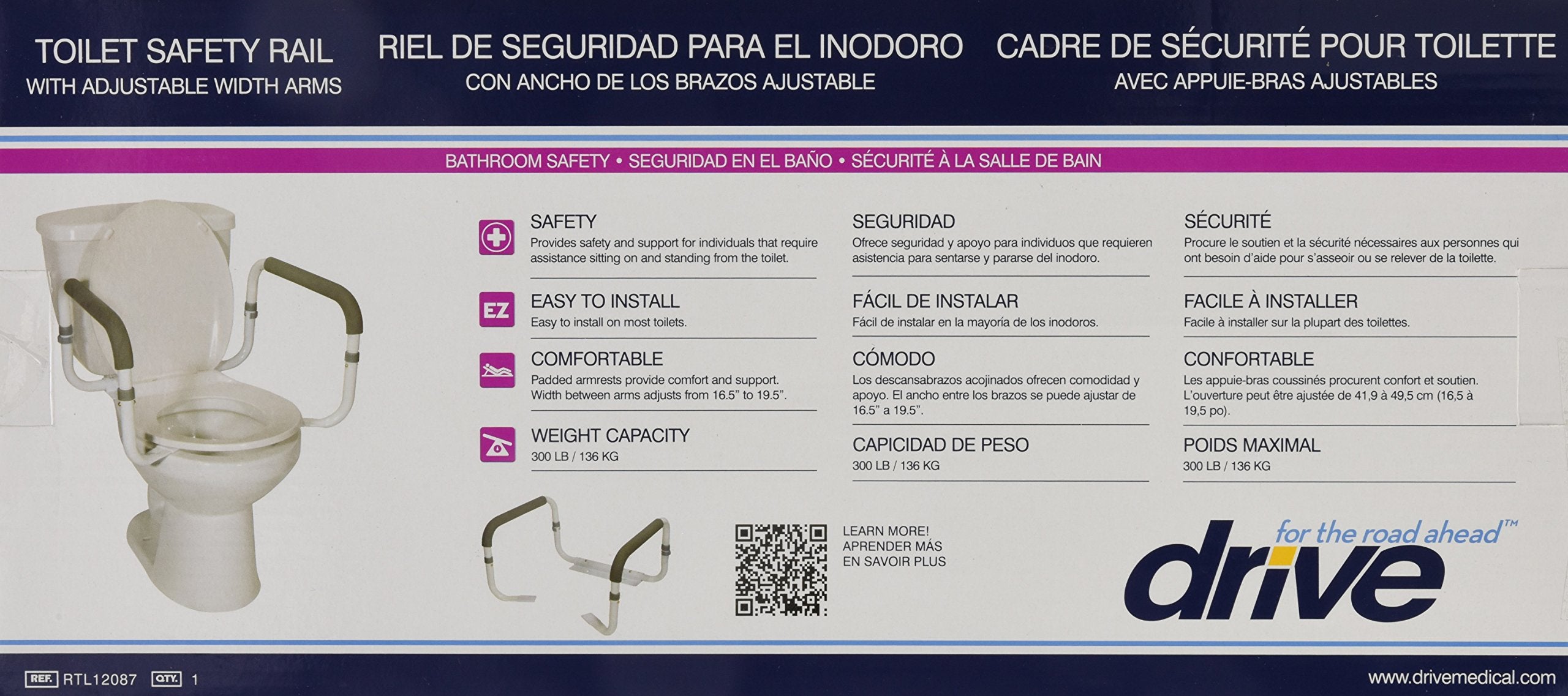 Drive Medical comparación de tamaño para comprobar ajuste en inodoro