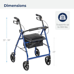 Drive Medical rollator junto a maletero para comparar tamaño y transporte
