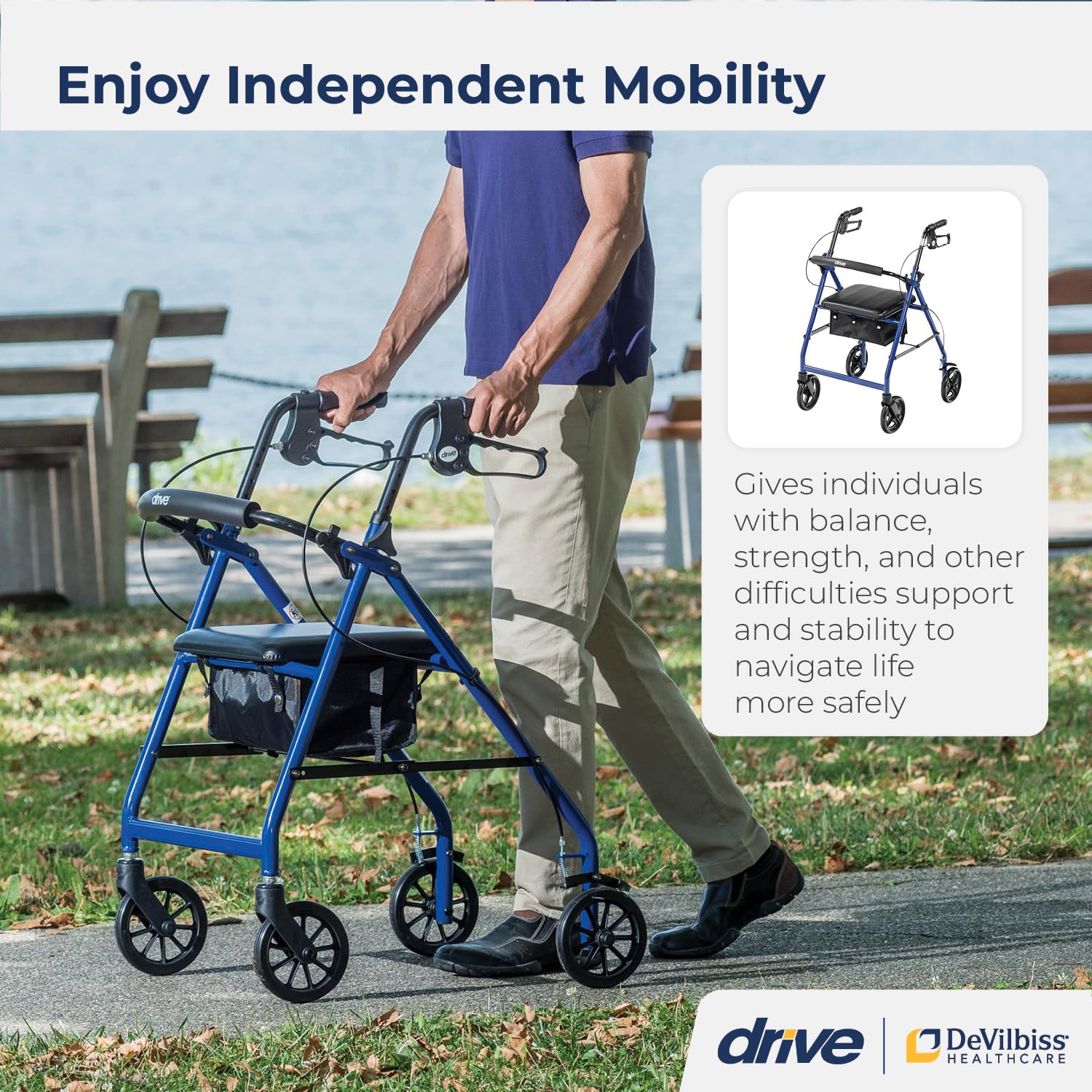 Drive Medical primer plano del asiento y respaldo acolchados para confort