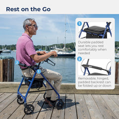 Drive Medical rollator plegado en posición vertical para ahorro de espacio