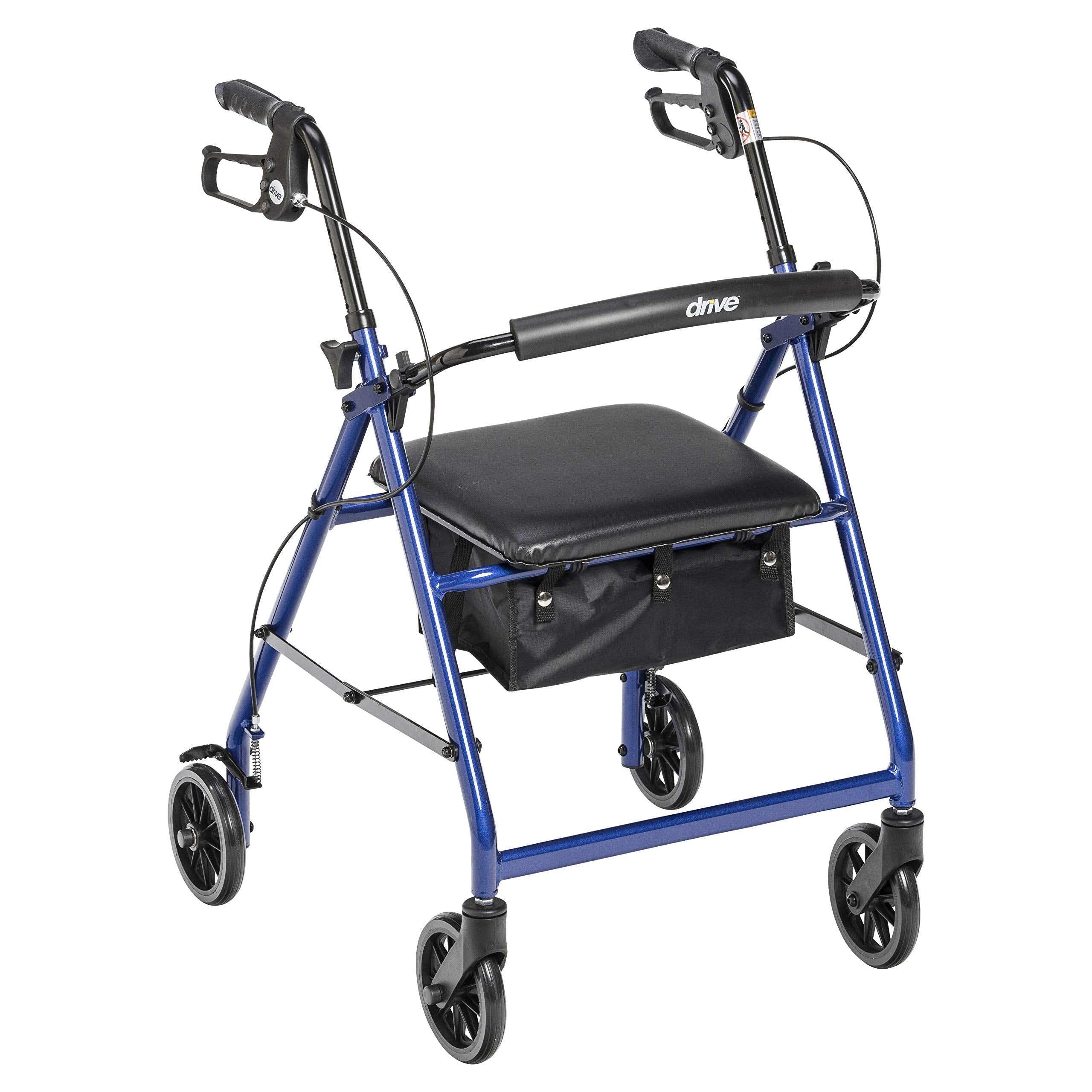 Drive Medical vista frontal del rollator mostrando estabilidad y diseño moderno