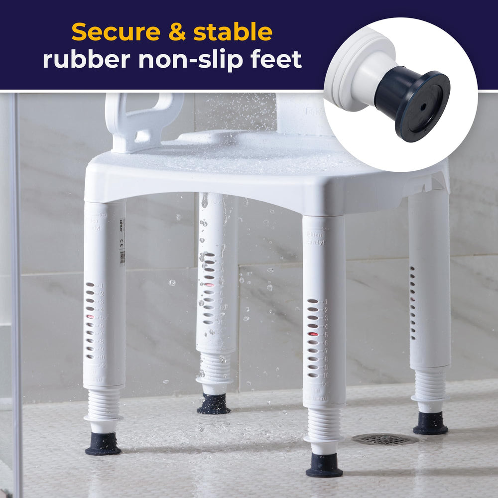Drive Medical silla instalada en bañera para comparar tamaño real