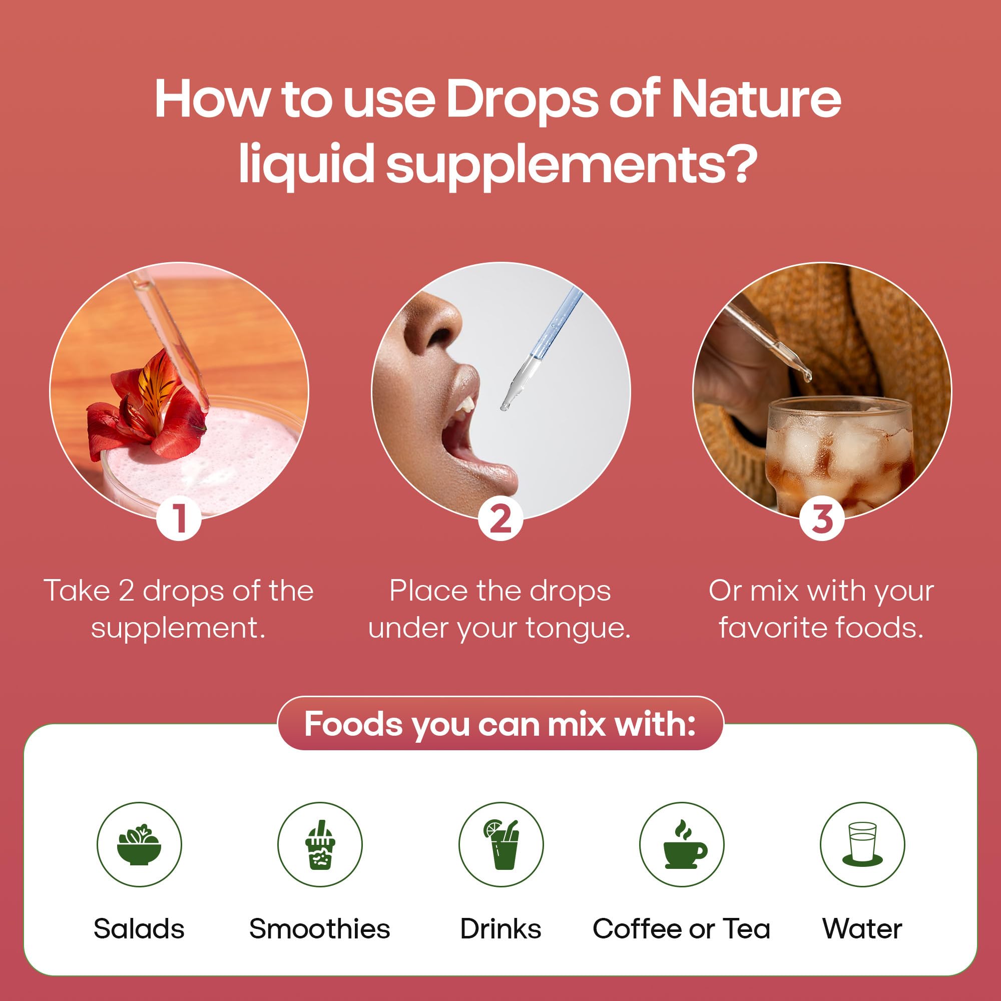 Drops Of Nature uso en cocina familiar que facilita administración a niños