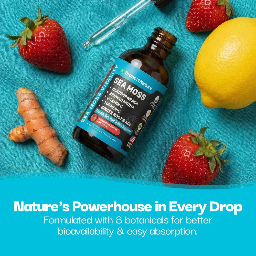 Drops Of Nature etiqueta con lista de ingredientes y certificaciones claras