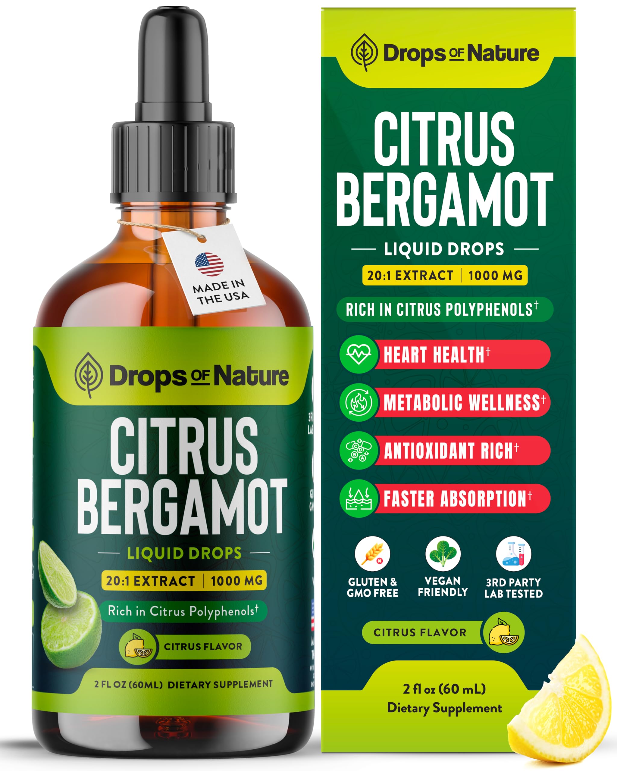 Drops Of Nature frasco frontal 60 mL con diseño y tamaño claro