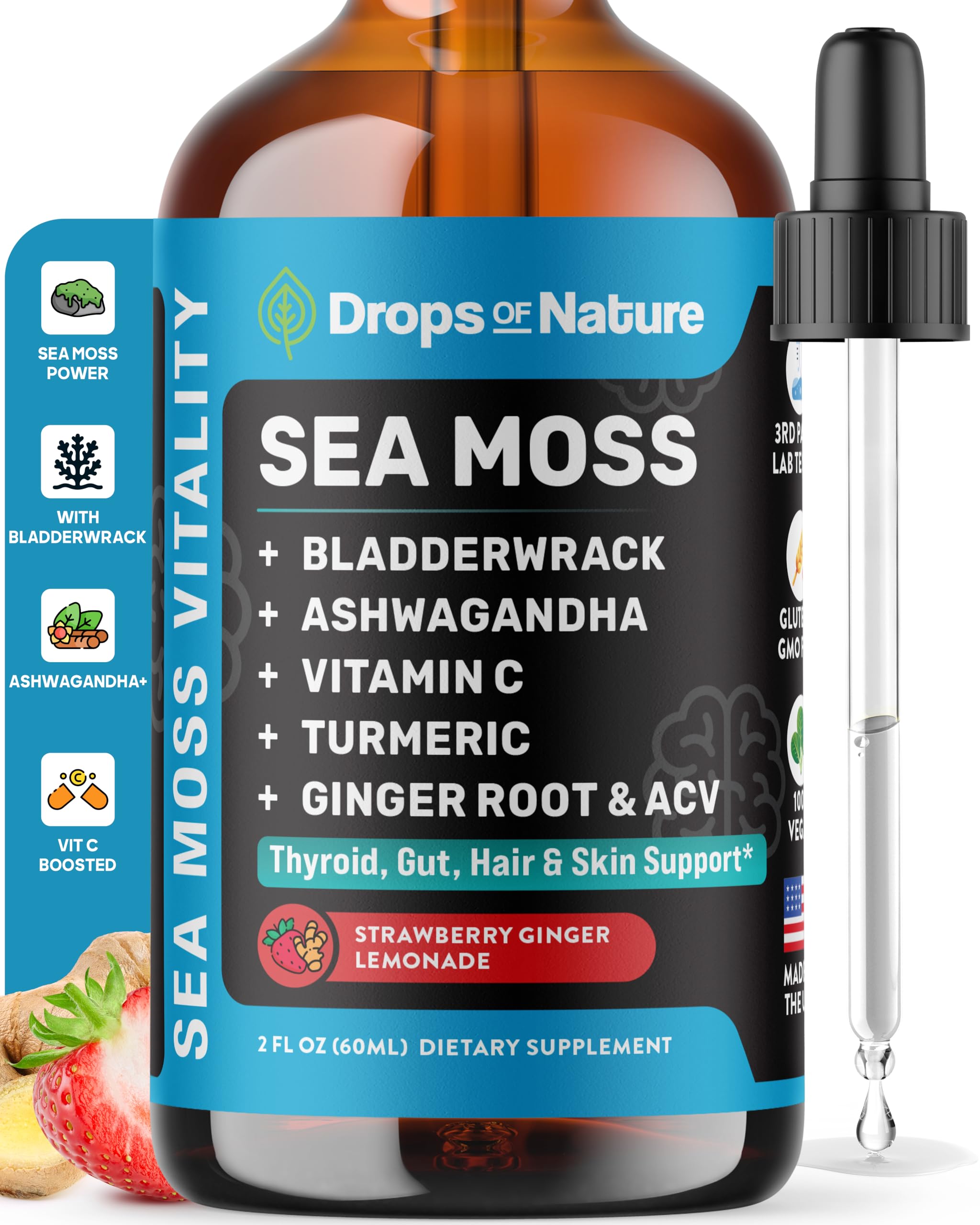 Drops Of Nature frasco frontal mostrando diseño y beneficios