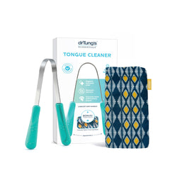 drTung's raspador frontal mostrando forma curva y beneficio higiene