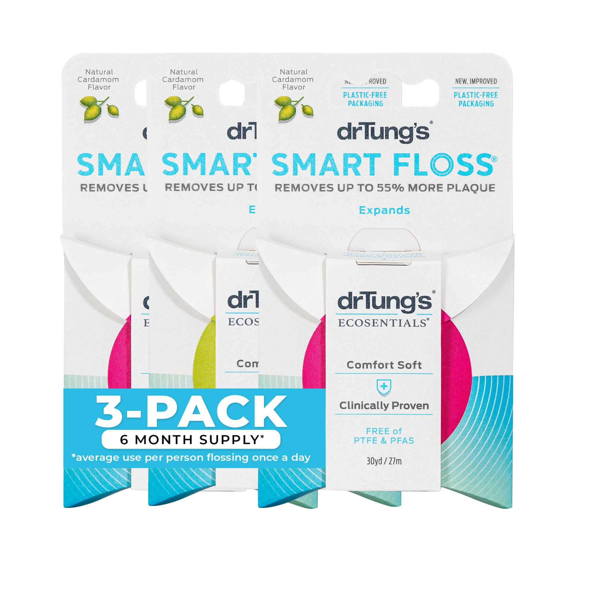 drTung's envase frontal pack de 3 con sabor cardamomo, limpieza eficaz