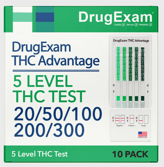 DrugExam frente del pack con tiras, lectura rápida y uso fácil