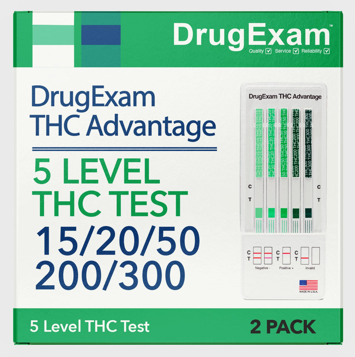 DrugExam empaque frontal 2 pack mostrando contenido y facilidad de uso