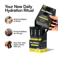 DryWater bebida mezclada Lemon Lime en vaso, hidratación refrescante