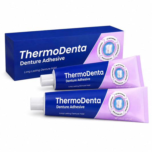 dssuoa envase frontal mostrando adhesivo para dentaduras, seguridad y confianza