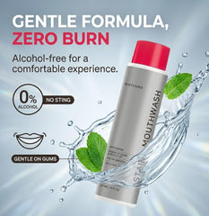 DTMIEAXN enjuague vertiéndose para demostrar uso sin alcohol