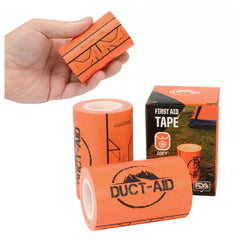 Duct-Aid frente del empaque mostrando dos rollos y ventaja portátil
