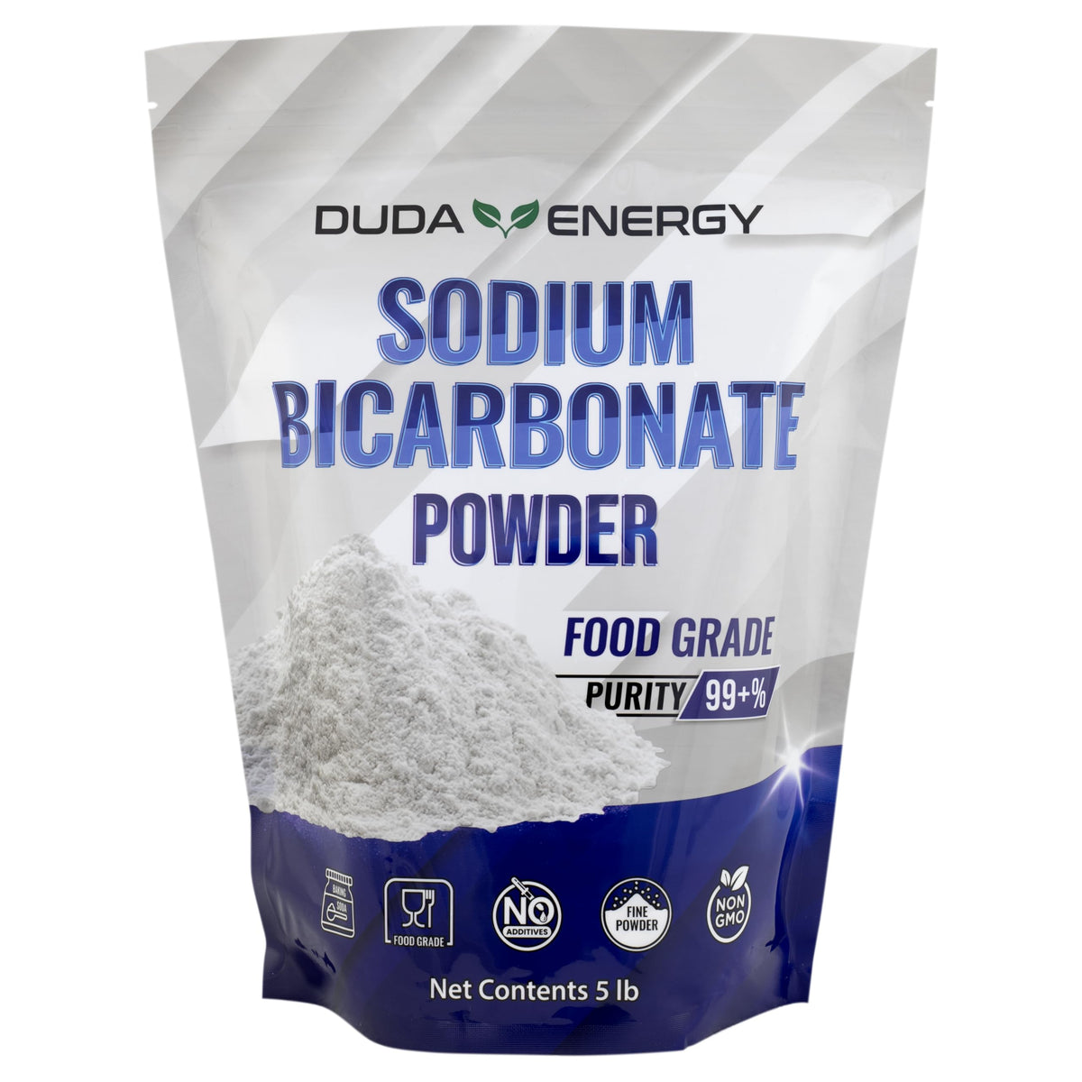 Duda Energy bolsa frontal mostrando el envase y pureza para uso doméstico