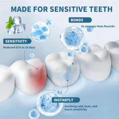 DUOYINTL persona cepillando para demostrar uso suave y eficacia en dientes sensibles