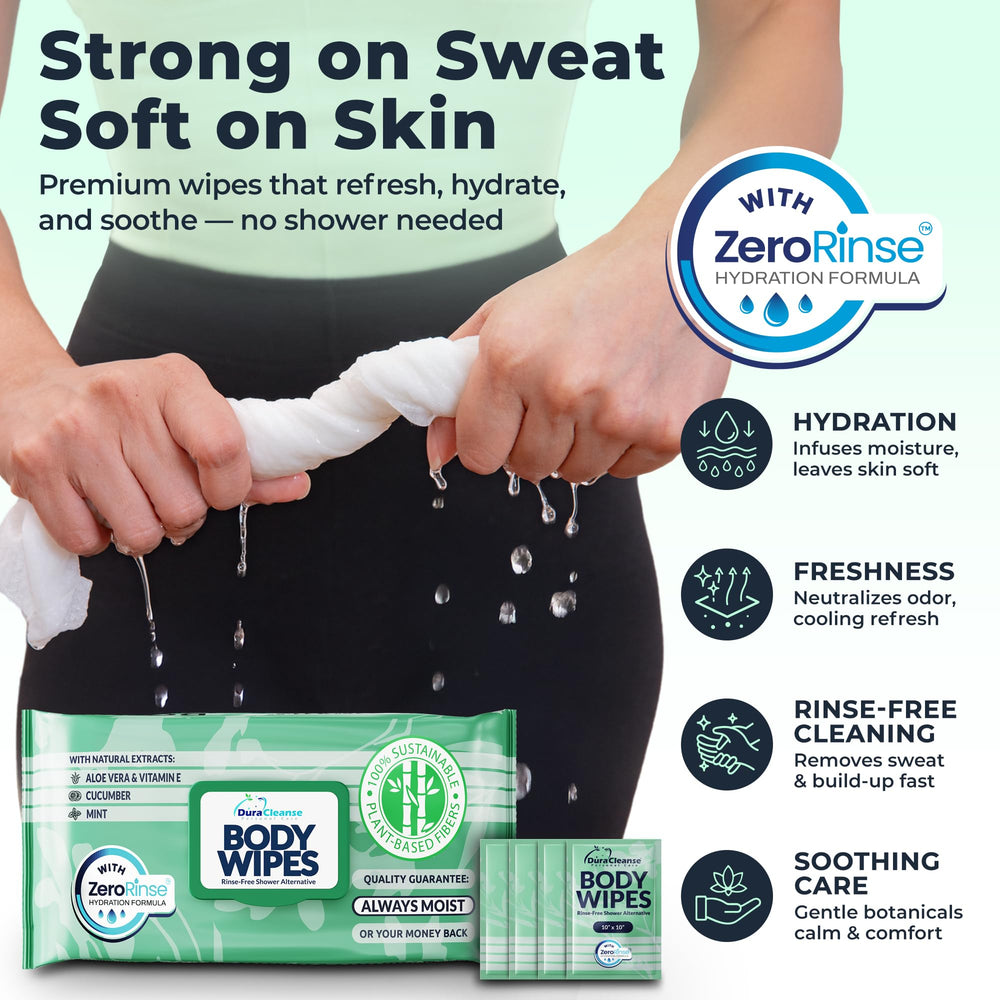 Dura Cleanse toallita en uso tras entrenamiento con sensación de frescura