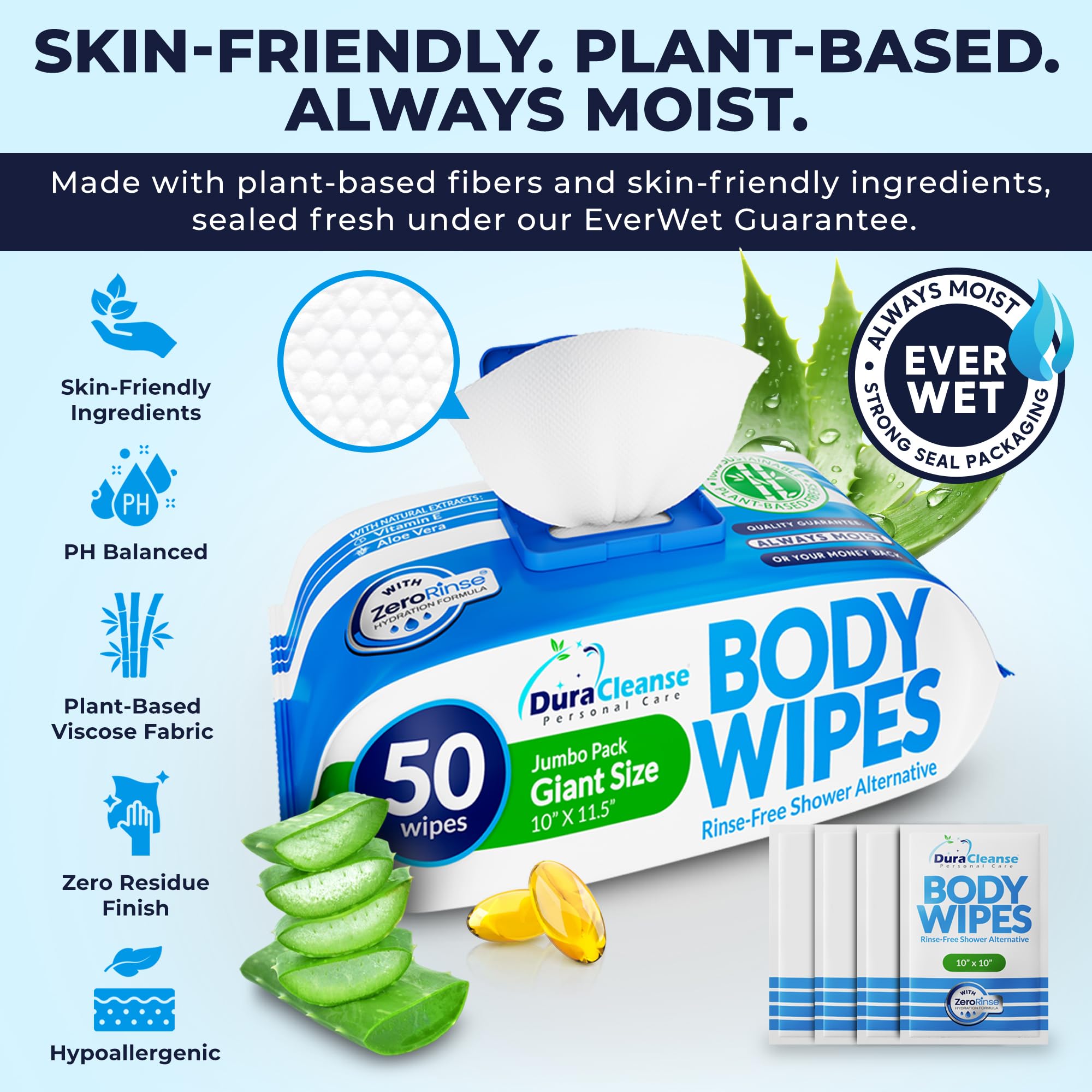 Dura Cleanse toallita individual envuelta lista para viaje, higiene portátil y práctica