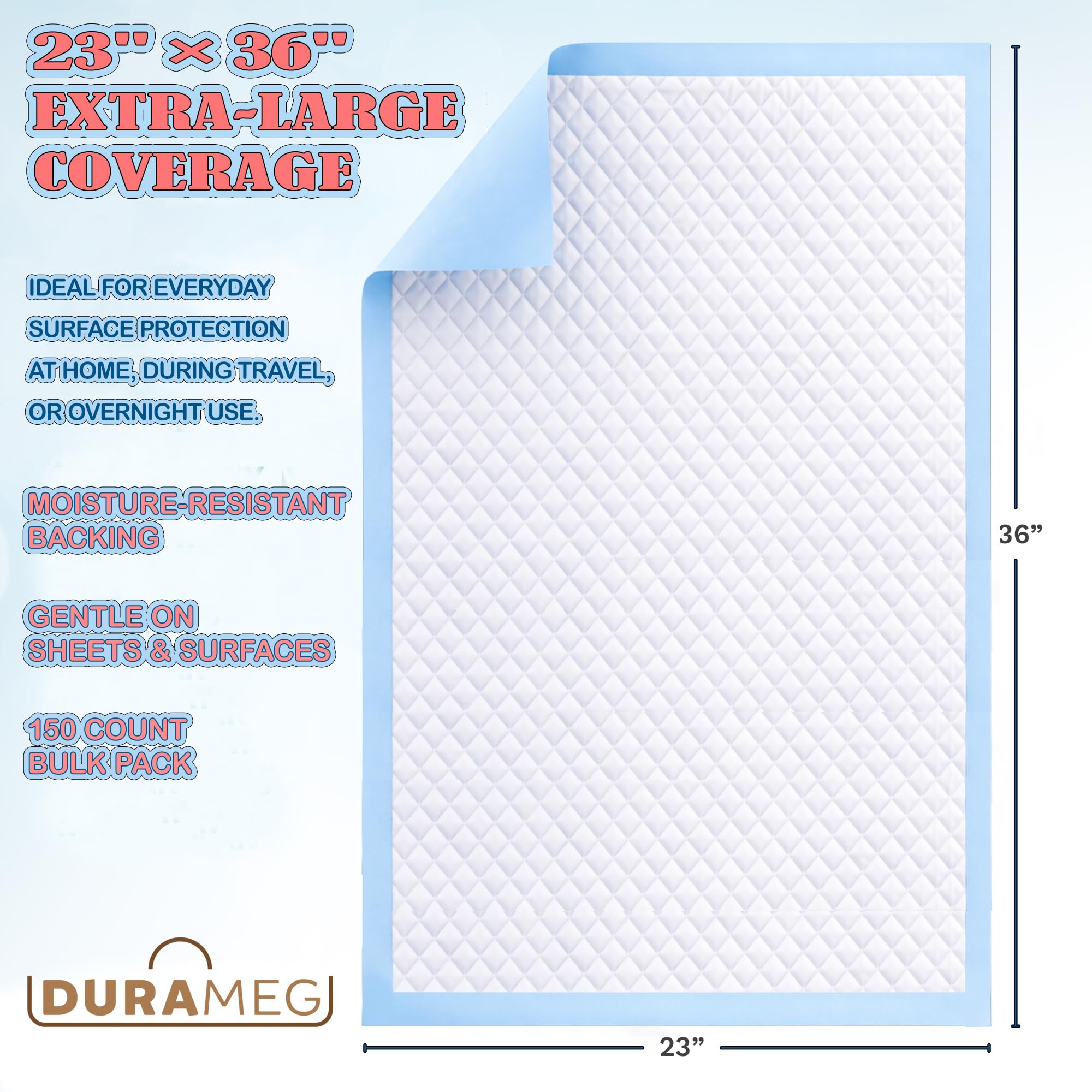 Durameg almohadilla desplegada 23x36 con cobertura amplia