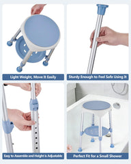 DUTYWORKS silla en uso dentro de la ducha, comodidad para bañarse sentado