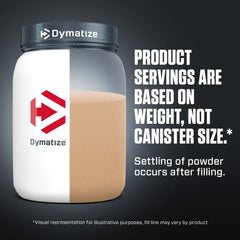 Dymatize lata al lado de objetos para comparar tamaño y porciones
