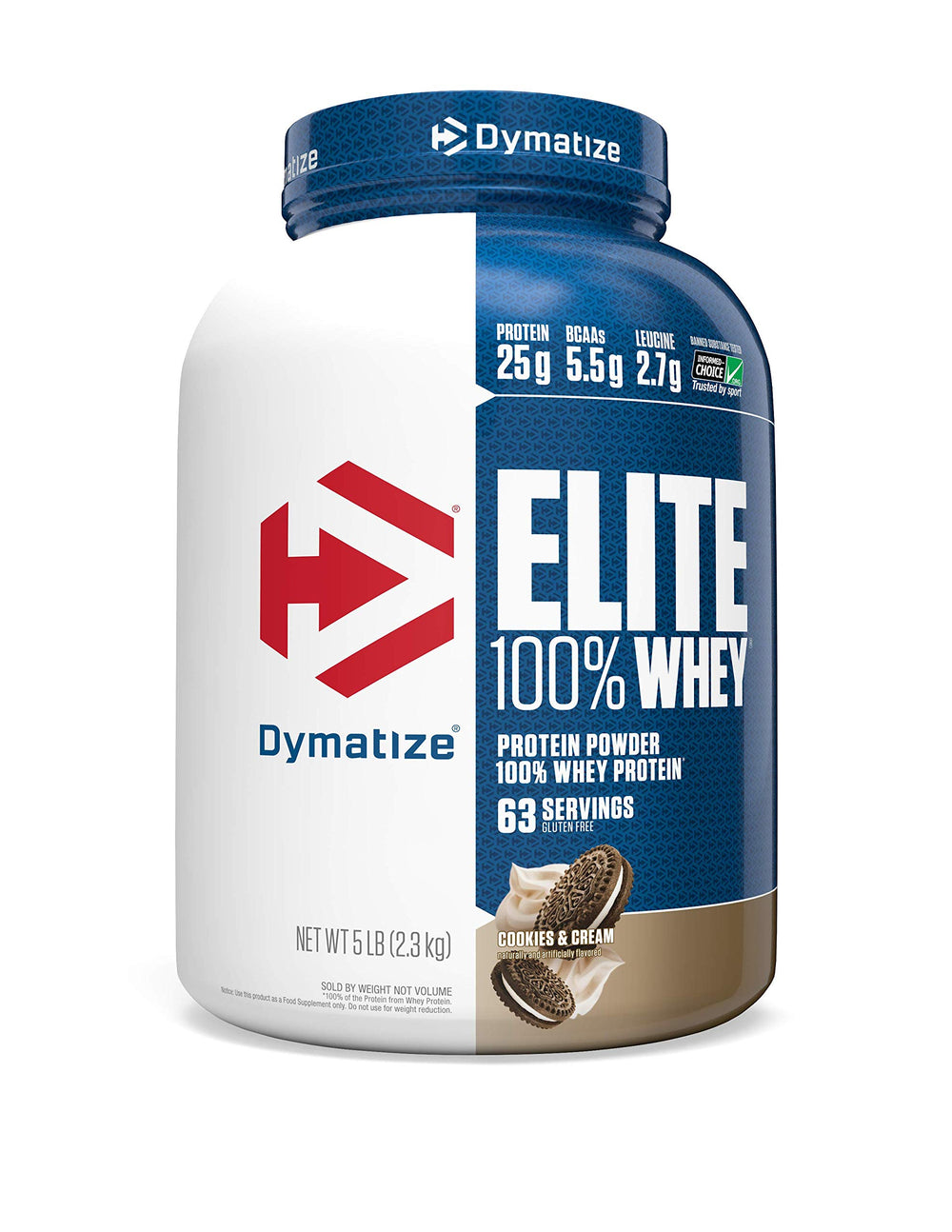 Dymatize envase frontal Cookies & Cream mostrando diseño y servicios