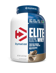 Dymatize envase frontal Cookies & Cream mostrando diseño y servicios