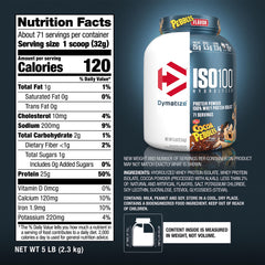 Dymatize etiqueta con información nutricional mostrando pureza y macros