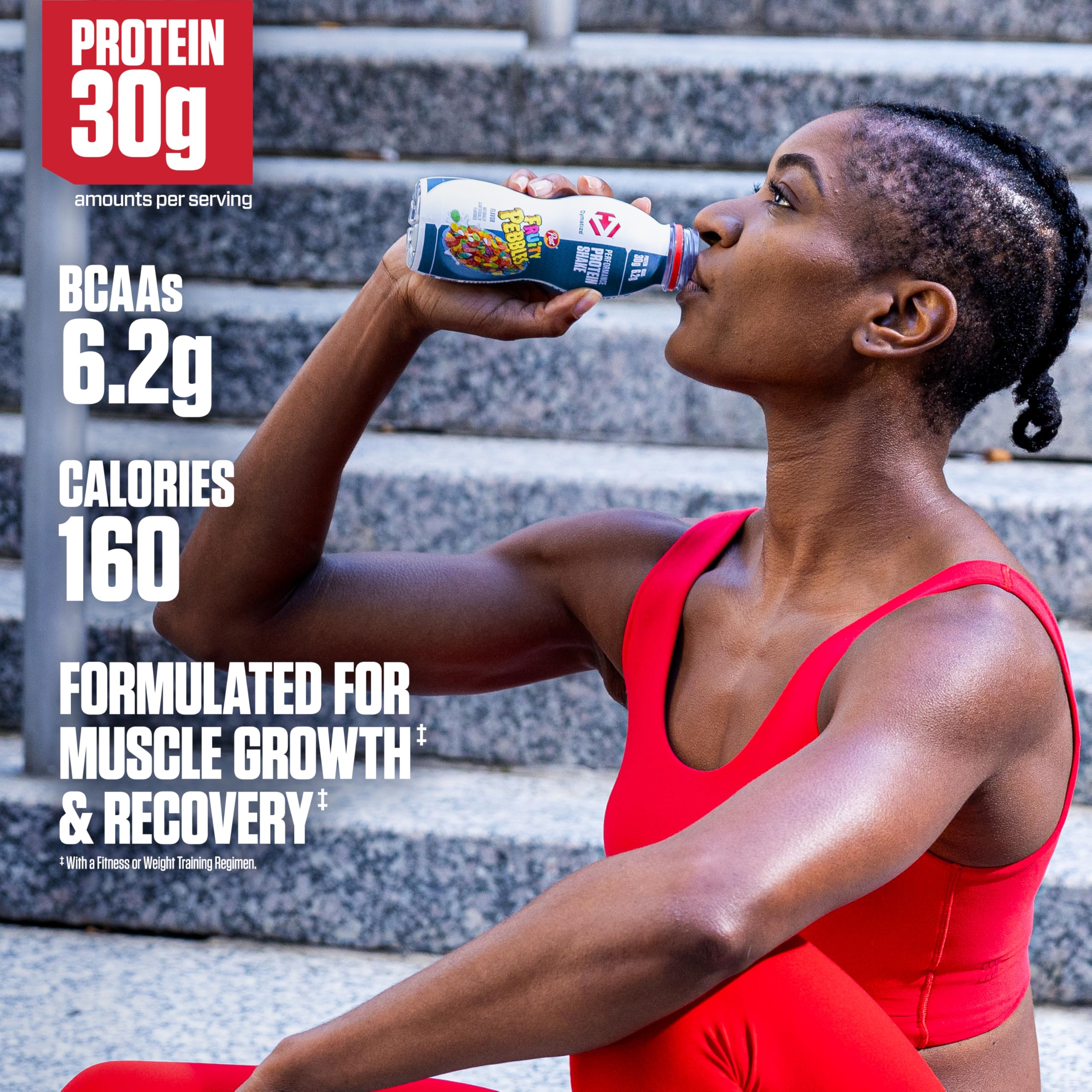 Etiqueta e ingredientes del Dymatize Fruity Pebbles mostrando proteína y vitaminas