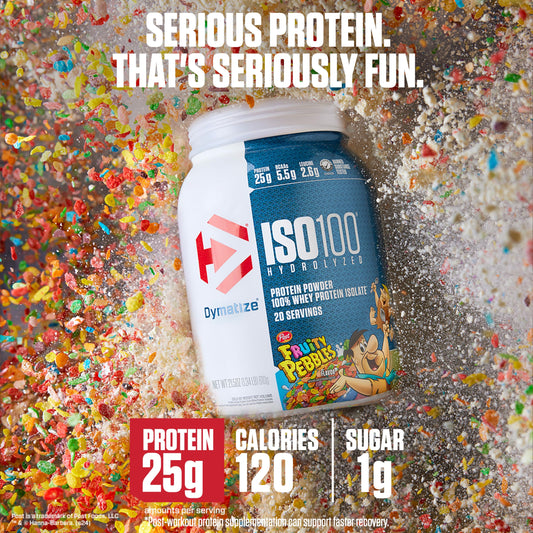 Dymatize ISO100 cucharada con polvo fino, beneficio de rápida disolución