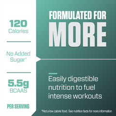 Etiqueta nutricional Dymatize ISO100 destacando BCAA y contenidos por porción