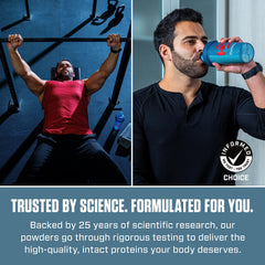Dymatize botella con batido en gimnasio indicando conveniencia post-entreno