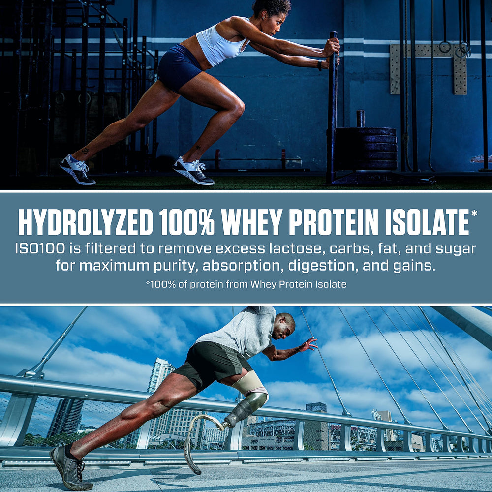 Dymatize etiqueta nutricional abierta mostrando macros y ingredientes clave