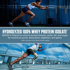 Dymatize etiqueta nutricional abierta mostrando macros y ingredientes clave