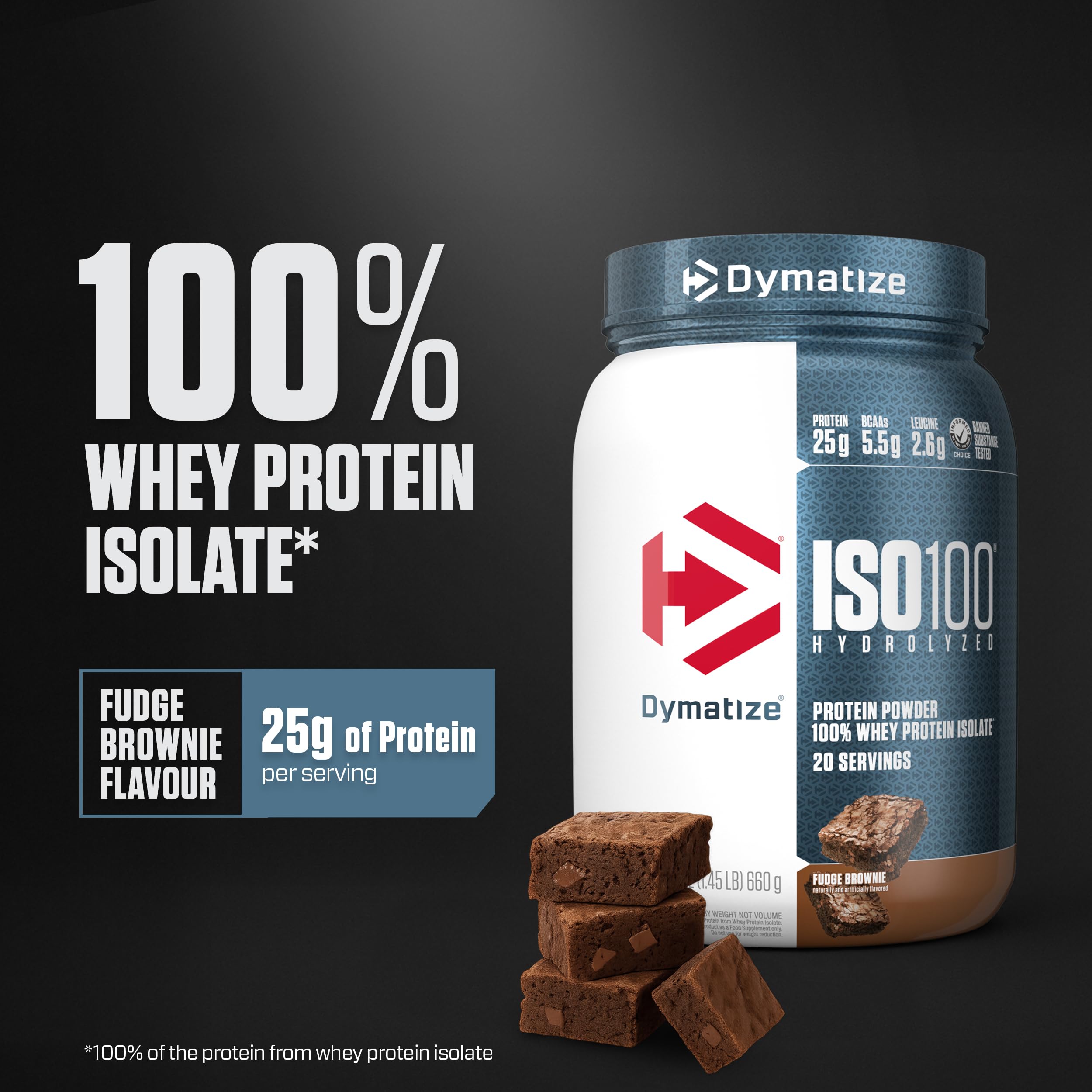 Dymatize ISO100 textura del polvo en primer plano, fácil disolución