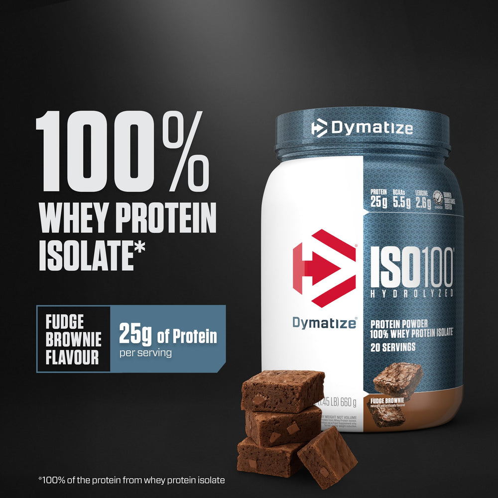 Dymatize ISO100 textura del polvo en primer plano, fácil disolución