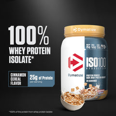 Dymatize primer plano del polvo fino que facilita disolución rápida