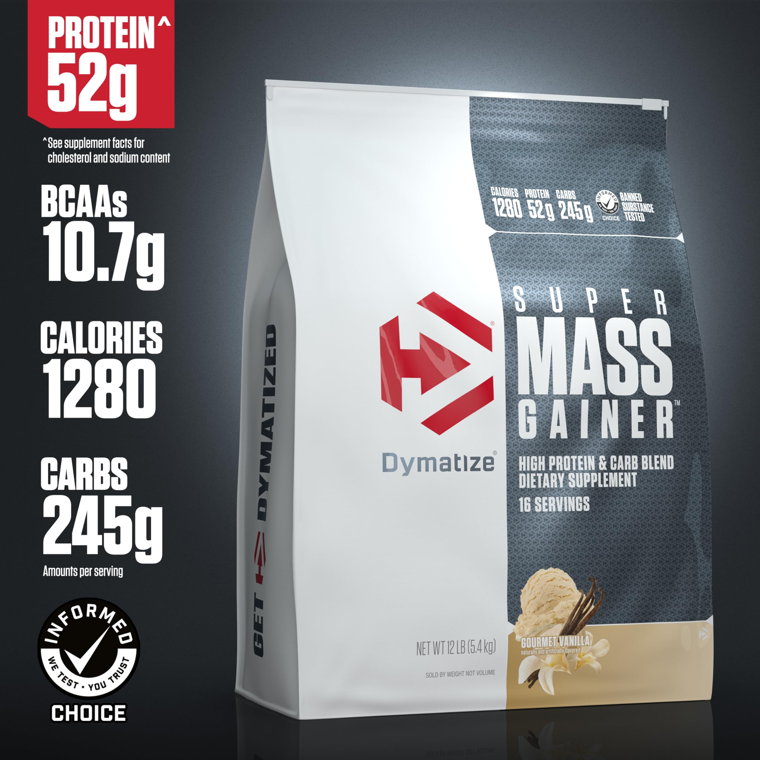 Cierre y etiqueta del producto Dymatize con información nutricional visible y confianza
