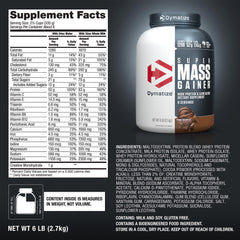 Dymatize etiqueta nutricional destacando proteínas, carbohidratos y creatina