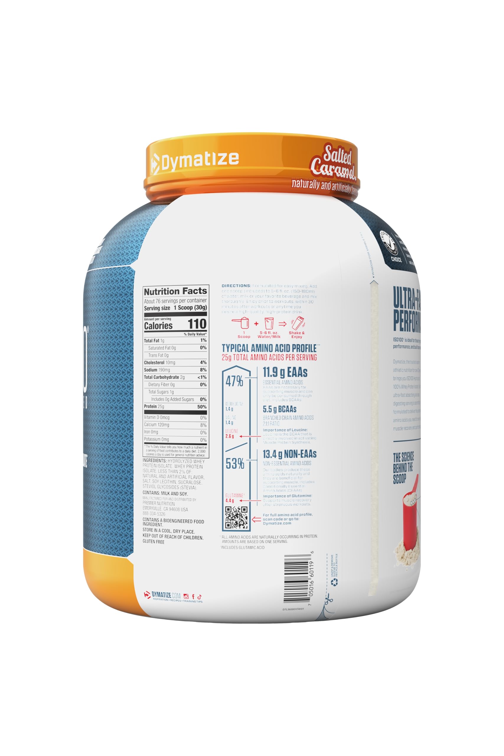 Dymatize comparación de tamaño del bote para estimar porciones