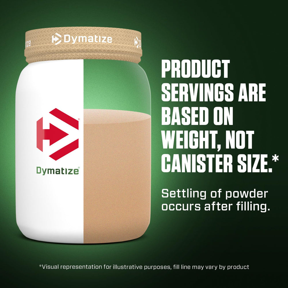 Cuchara medidora con una porción de Dymatize Vegan Plant Protein Vainilla Suave, control de ración fácil
