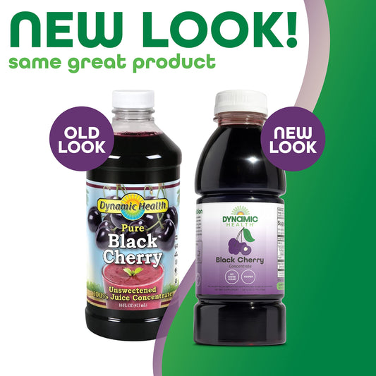 Dynamic Health Black Cherry Juice Concentrate pour into glass demonstrates easy use for daily antioxidant support.