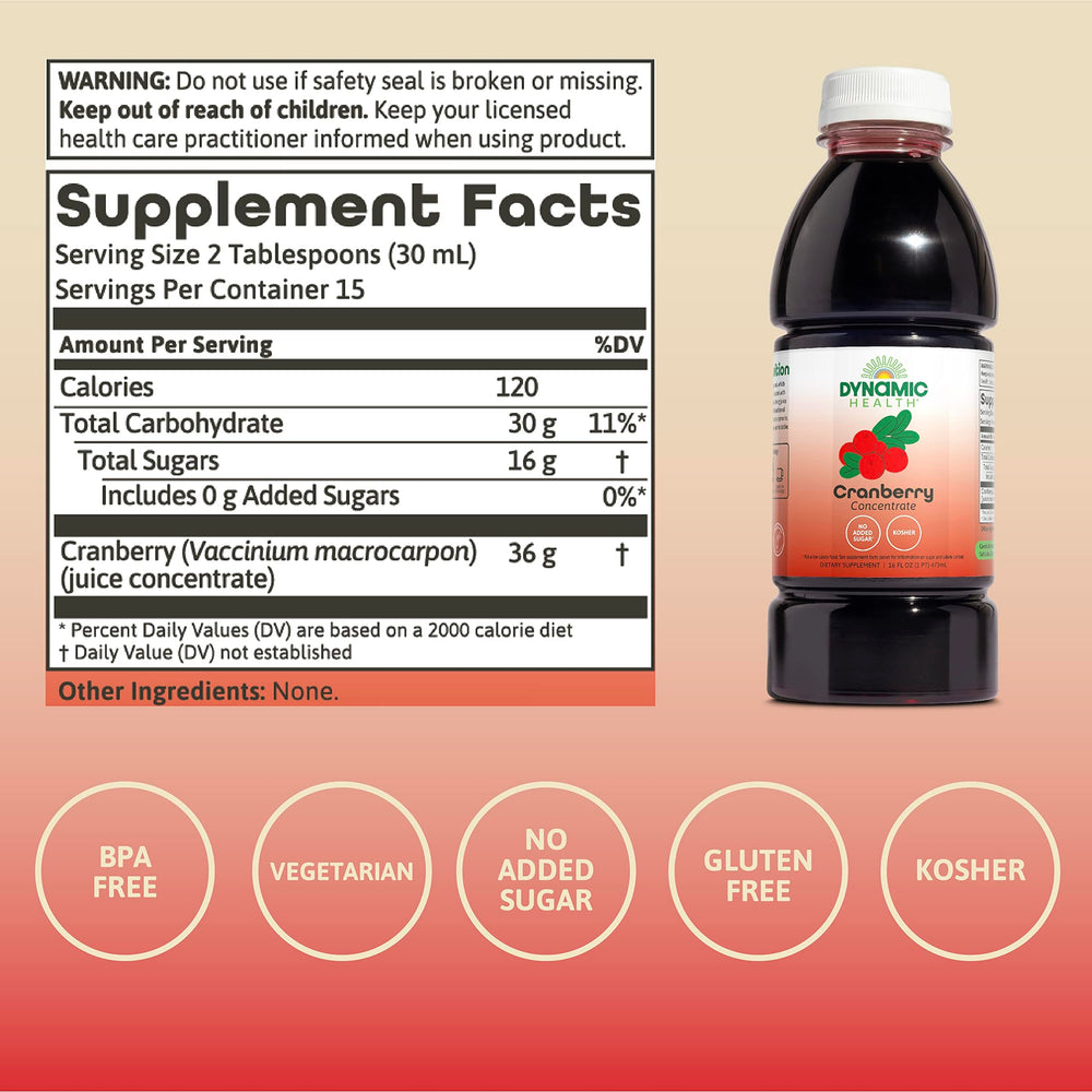 Dynamic Health etiqueta con información de ingredientes y certificaciones claras