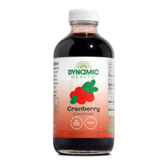 Dynamic Health botella frontal de concentrado de arándano, beneficio pureza y conveniencia