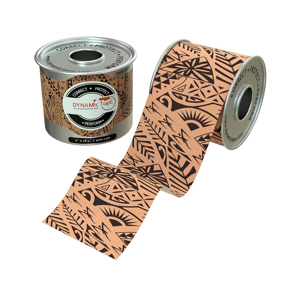 Dynamic Tape rollo frontal negro y beige mostrando el tamaño y versatilidad