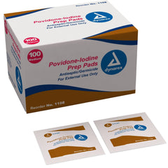 Dynarex paquete frontal mostrando 100 almohadillas, práctico para almacenamiento